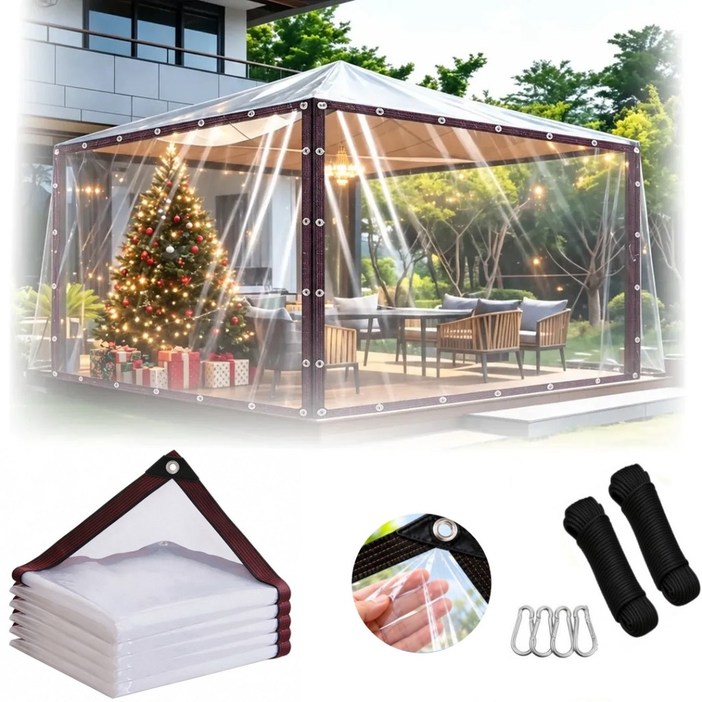 Lona Transparente Impermeável Reforçada Cobertura para Portas e Terraços Garagem e Proteção de Hortas