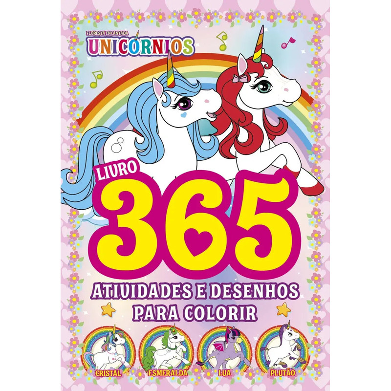 Livro Floresta Encantada Unicórnios 365 Atividades E Desenhos para Colorir Editora Online Crianças Filhos Infantil