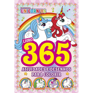 Livro Floresta Encantada Unicórnios 365 Atividades E Desenhos para Colorir Editora Online Crianças Filhos Infantil