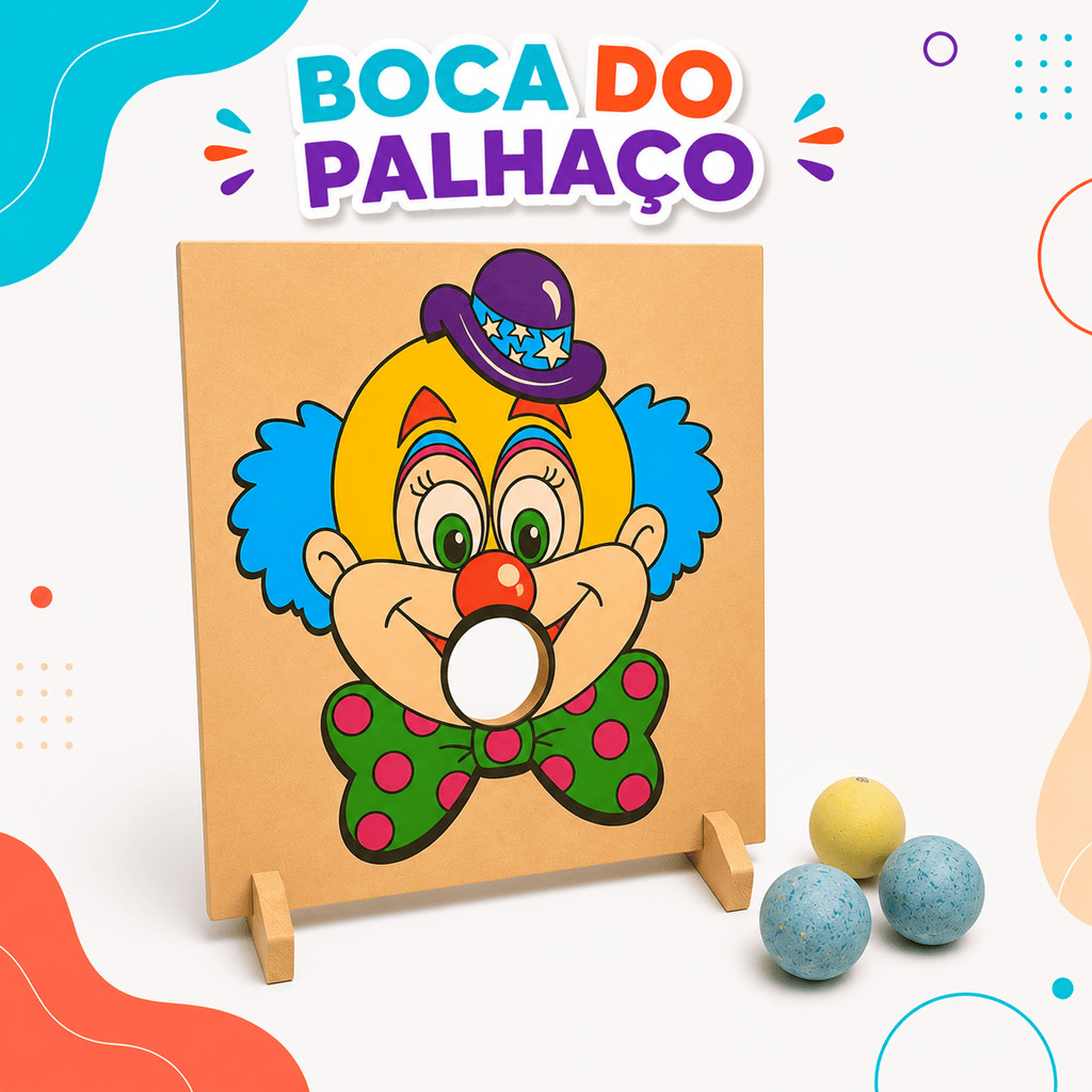 Jogo Boca do Palhaço Festa Junina 3 Bolinhas Acerte o Alvo