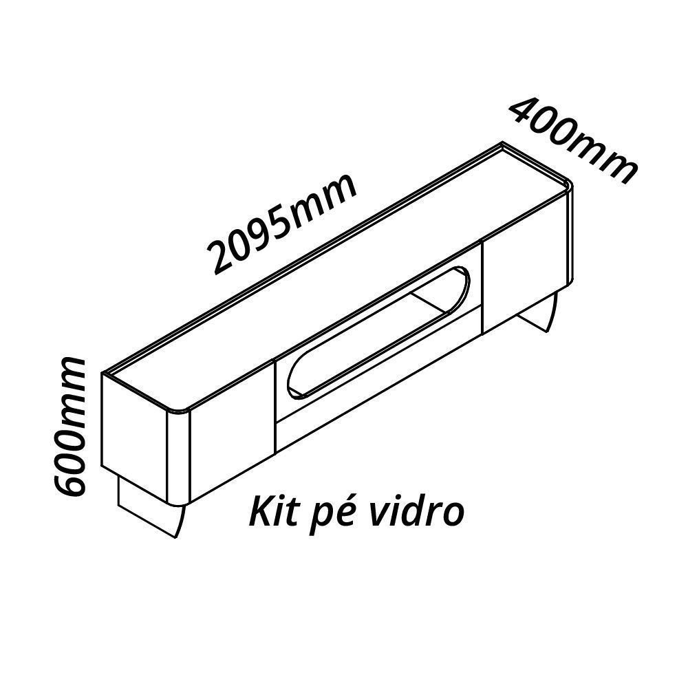 Rack para TV até 85 Polegadas 100% MDF com LED 209,5cm Vidro Nobre Branco Vidro · foto 2