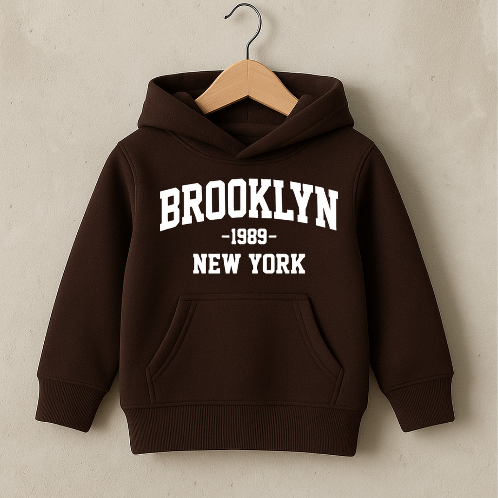 Agasalho Infantil Blusa de Frio Canguru Moletom Premium Com Capuz Flanelado 100% Algodão BROOKLYN 2025 NEW YORK
