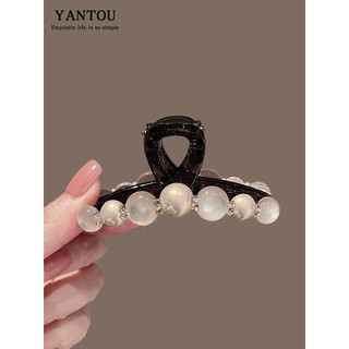 Início do outono pérola cruz grab clip feminino High-End novo estilo médio grampo de cabelo volta cabeça elegante grampo