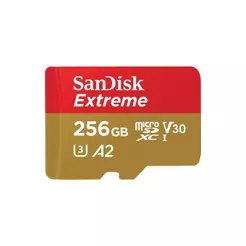 Cartão de Memoria Sandisk Extreme 256GB Micro SDXC UHS-I U3 Action Cam C/Adaptador - SDSQXAV-256G-GN6MA