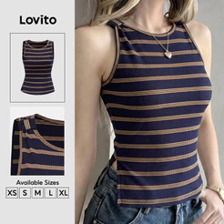 Lovito Top Casual Azul Escuro para Mulheres primavera/verão TKK9P2D538