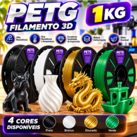 Filamento 3D PETG 1kg 1,75mm impressão Masterprint Premium varias cores 3d