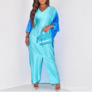 1540 roupas femininas europeias americanas transfronteiriças 2023 verão novo estilo gradiente impressão vestido solto.