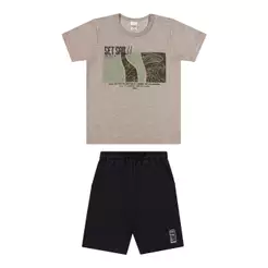 Conjunto Infantil Menino Baleia Puff Elian Cinza