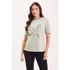 T-Shirt Feminina Flores Marialícia Verde