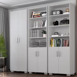Armário Estante Multiuso Office Livreiro com 6 Portas 181,5cm Branco Branco
