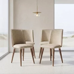 Kit 4 Cadeiras de Jantar com Pés em Madeira Maciça Dakota Província Bege/Marrom/Champanhe 4