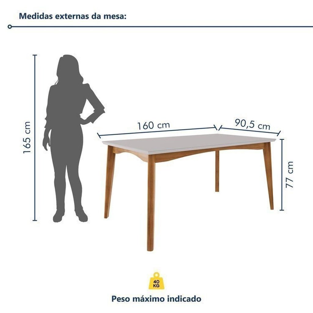 Conjunto Sala de Jantar com Tampo de Vidro Monalisa 6 Cadeiras Gaia Yescasa Cinza/Mel Marrom/Off White Mel Natural/Off — imagem 2 de 2