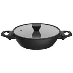 Frigideira Brinox de Alumínio com Tampa Indução Stone Preta 24cm