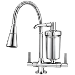 Torneira Filtro Bancada Cozinha Gourmet Cano Cone Flexível ABS Cromado Resistente 2 Jatos