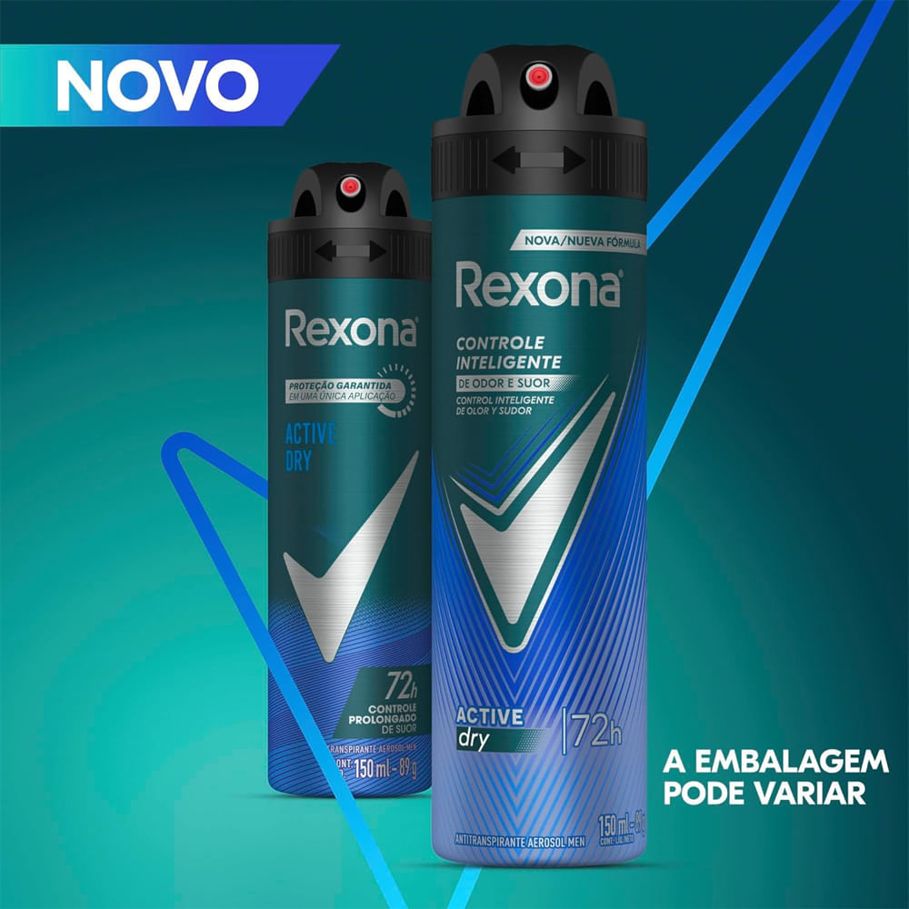 Kit Desodorante Aerosol Rexona Masculino Active Dry/Azul 150ml - 12 Unidades · foto 2