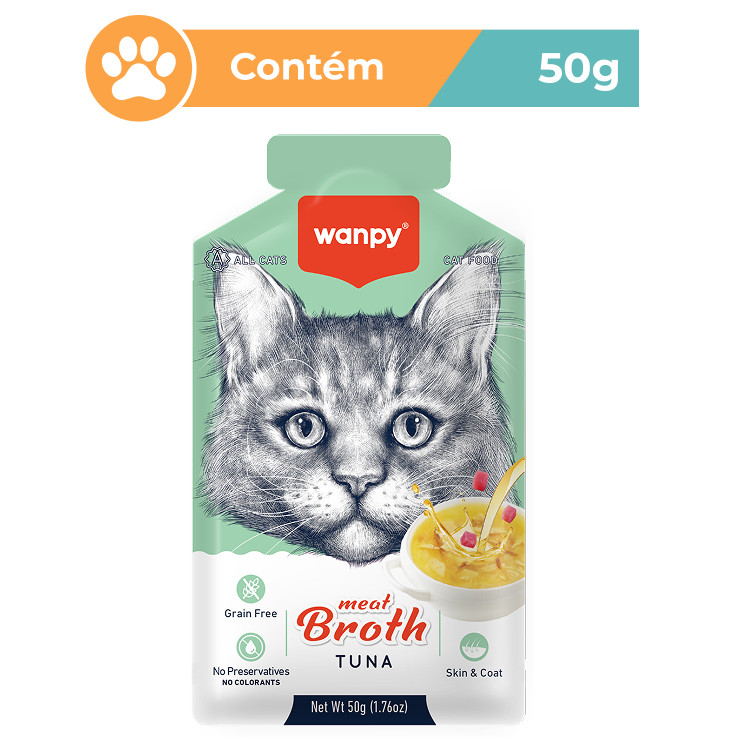 Petisco Úmido Wanpy Sopa Gatos Atum Sachê 50g