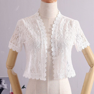 Novo Bolero Feminino de Verão Branco e Preto, Xale de Renda de Manga Curta, Capa de Noiva, Xales para Vestidos de Festa 