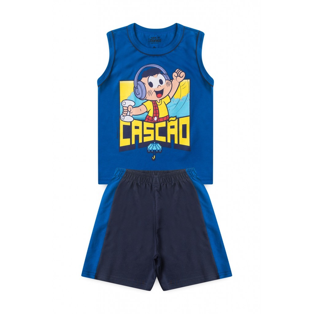 Conjunto Masculino Infantil Jogador Cascão - Turma da Mônica em Oferta na Shopee