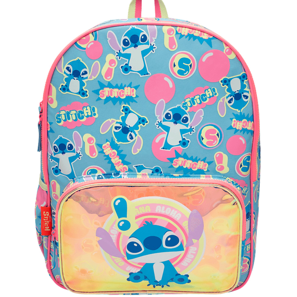 Mochila Escolar Costas Holográfica Stitch Menina - Puket