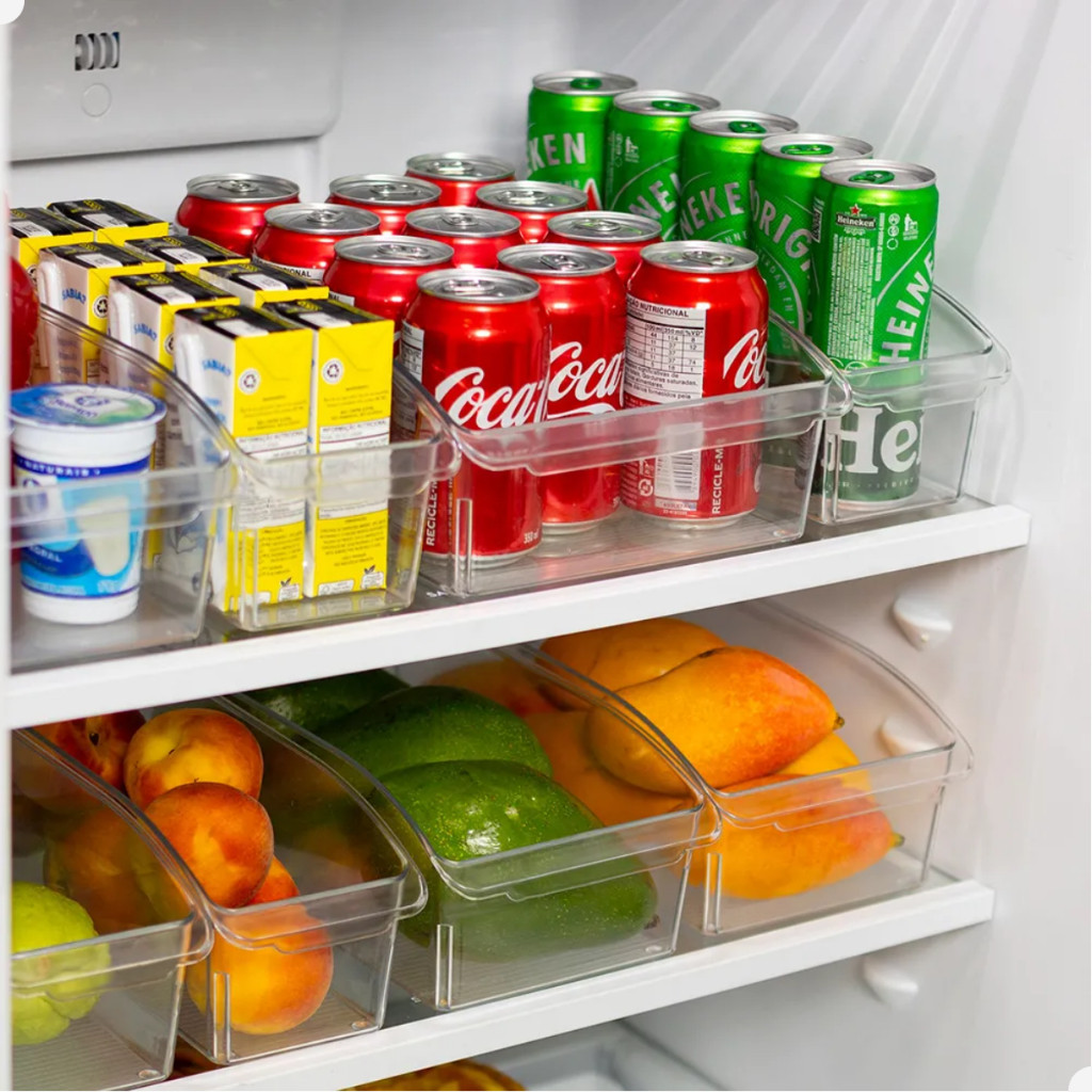 Kit Organizadores de Geladeira Potes Herméticos Acrílico Transparente Tampa Frutas e Verduras Arthi