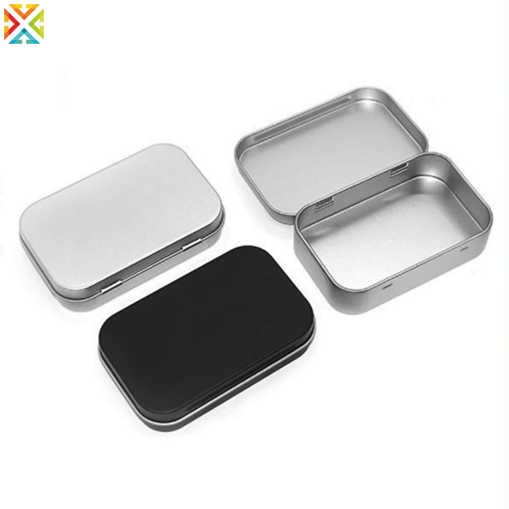 Metal Retangular Vazio Mini Caixa De Lata Folha De Flandres Empurrar Doces Pílula Casos Caixas Jar Recipientes Articulad