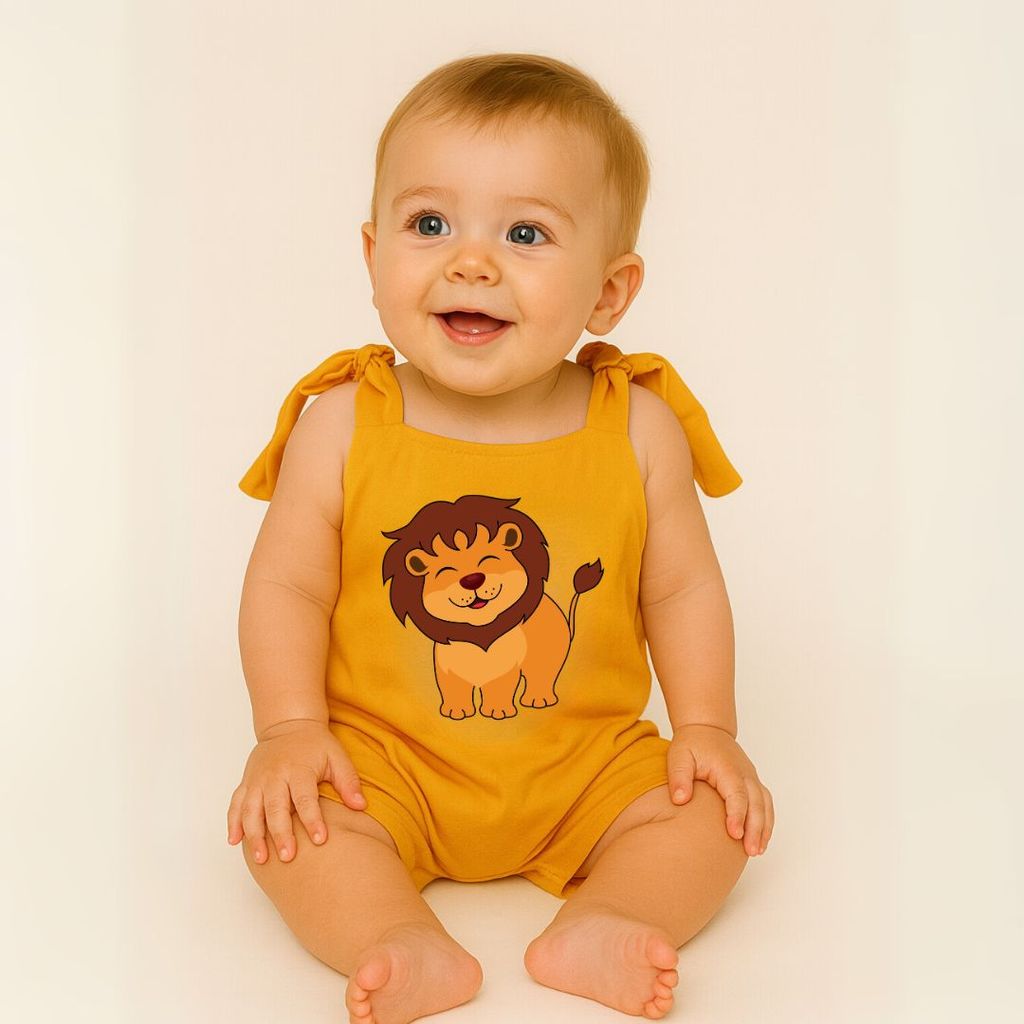 Roupa de Bebê Macacão Jardineira Infantil Algodão Bebê Estampada Leão
