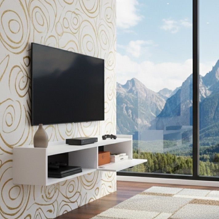 Rack Suspenso Decorativo com 1 Porta e Nicho – Ideal para TV