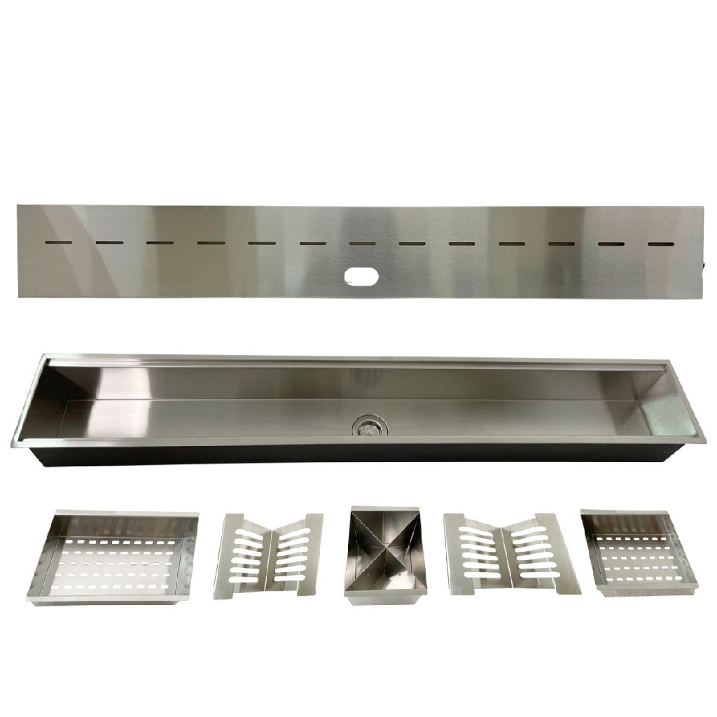 Calha Organizador Escorredor Gourmet Com Tampa Inox 120cm
