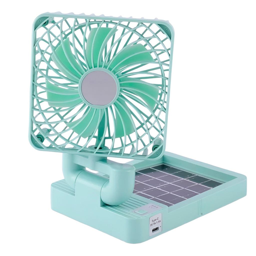 Ventilador Dobrável Portátil com Carregamento Solar e USB