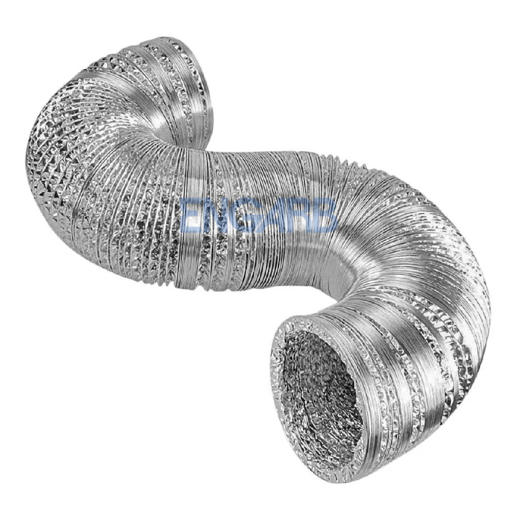Duto Flexível Alumínio 12" x 5 Metros Exaustão Ventilação Ar Condicionado Secadora Industrial Estufa