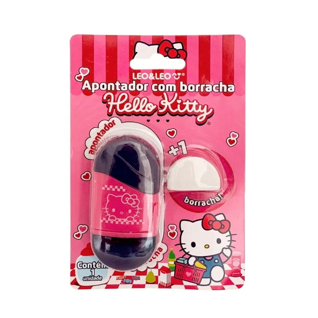 Apontador com coletor e borracha Hello Kitty Leonora em Oferta na Shopee