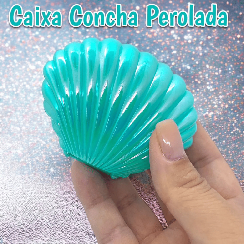 10 Lembrancinhas Porta Doce Concha Perolizada Verde Água Fundo do Mar