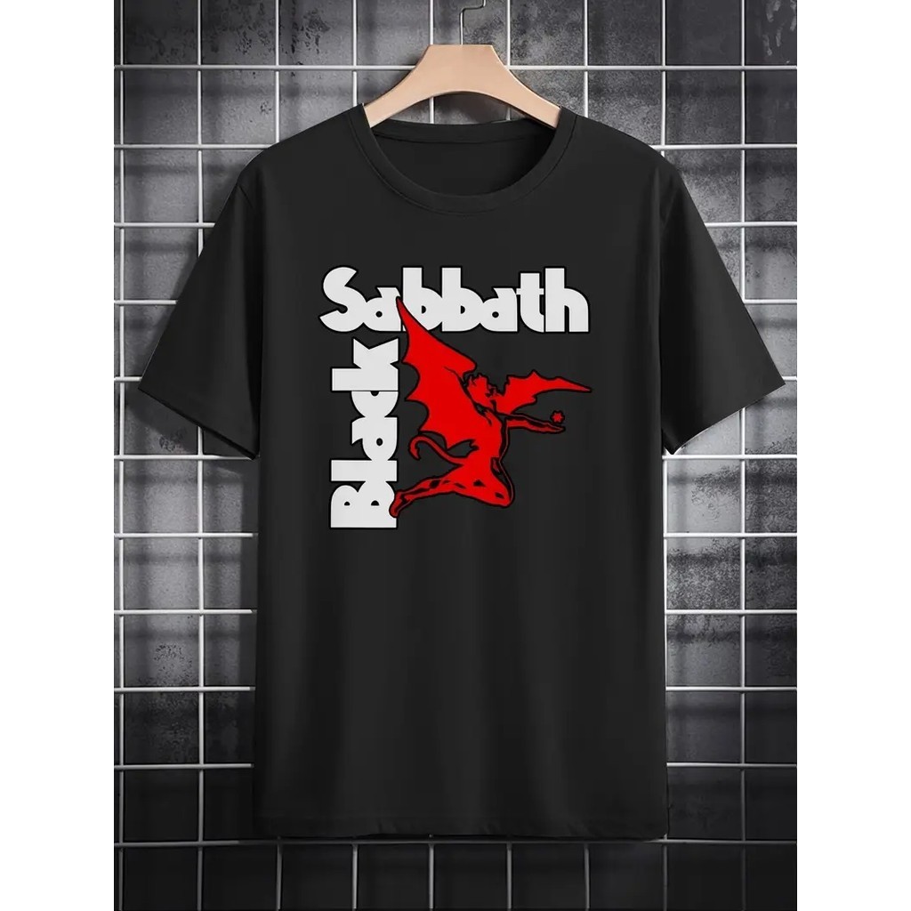 Camisetas Estampadas Black Anjo Vermelho Super Estilosas Banda de Rock Camisas Básicas Unissex - Envio Rápido
