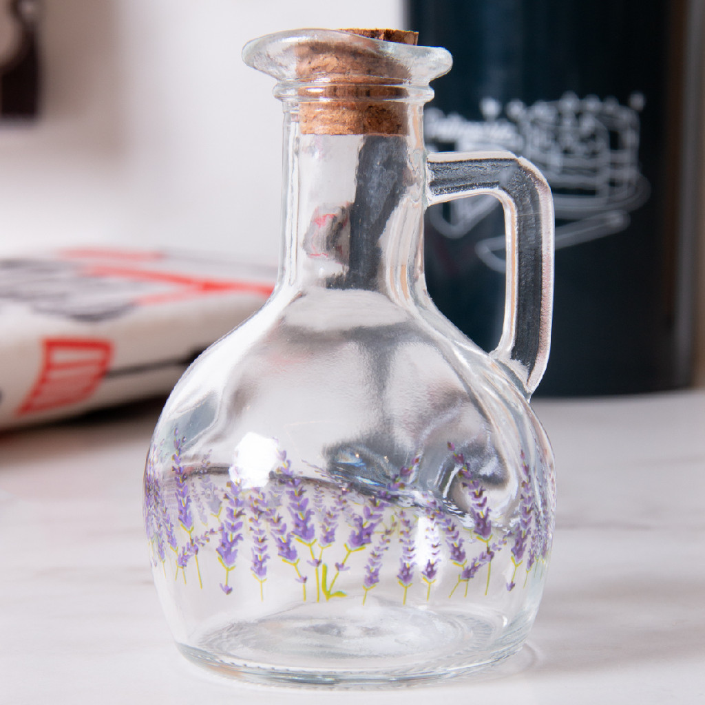 Galheteiro em Vidro Lyor Lavanda Garrafa para Azeite com Tampa em Cortiça Provence 185ml Lyor Requintada Luxo Mesa Posta