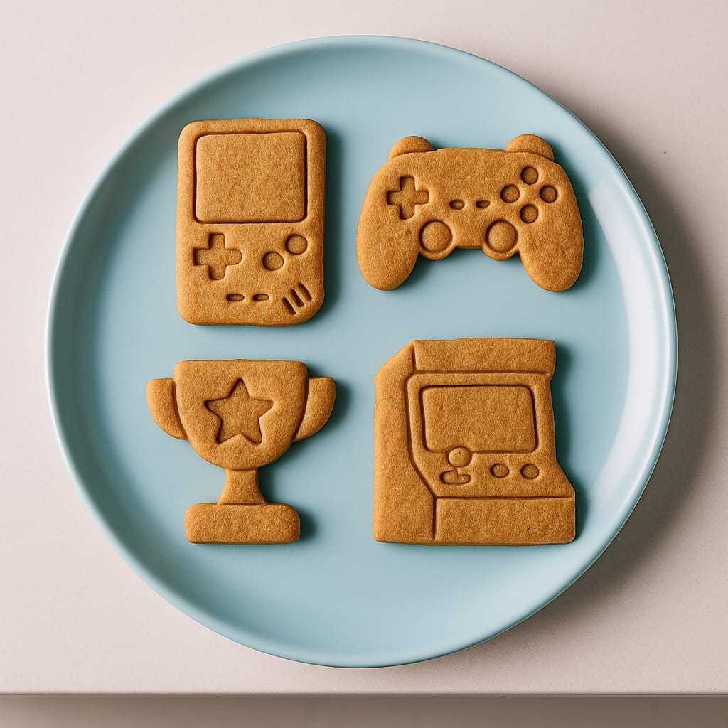  GAMER Cortador para Cookies Biscoito Massinha e Pasta Americana | Kit 4 pçs | Opções 6, 8 e 10cm | Controle Jogo 