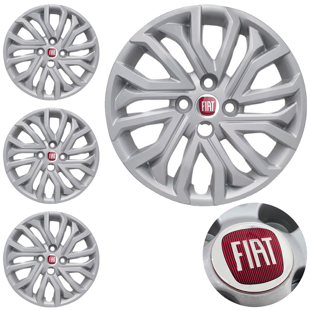 Jogo 4 Calota Aro 14 Fiat Argo Cronos 2022 Palio Uno Siena C/ Emblema Resinado em Oferta na Shopee