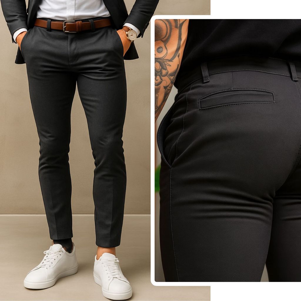 Calça Alfaiataria Masculina Sarja Esporte Fino Chino com Lycra
