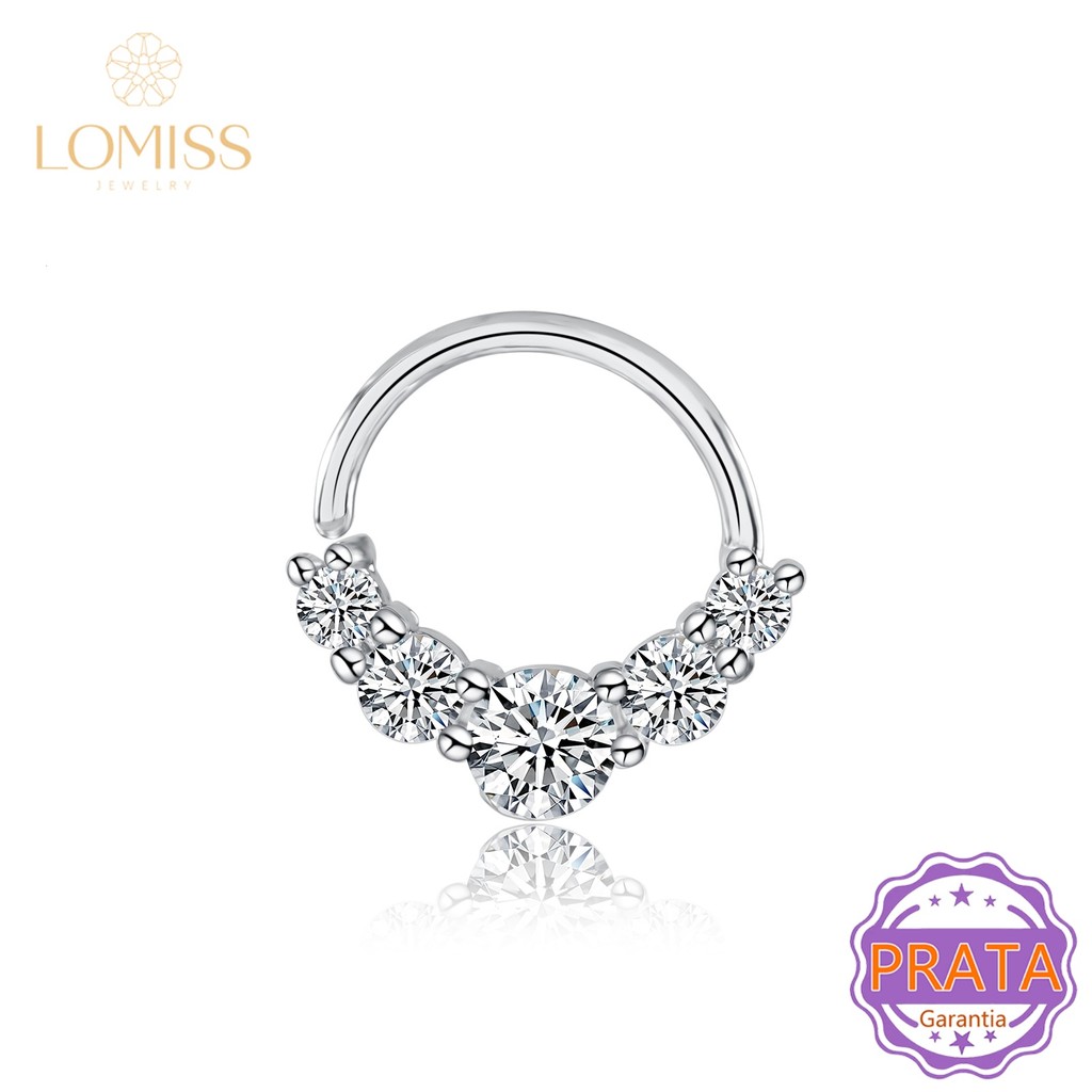 Piercing Orelha Nariz Argola Prata 925 Torção Zircônias Cravejado Pontos de Luz Piercing Septo Nostril Tragus Conch