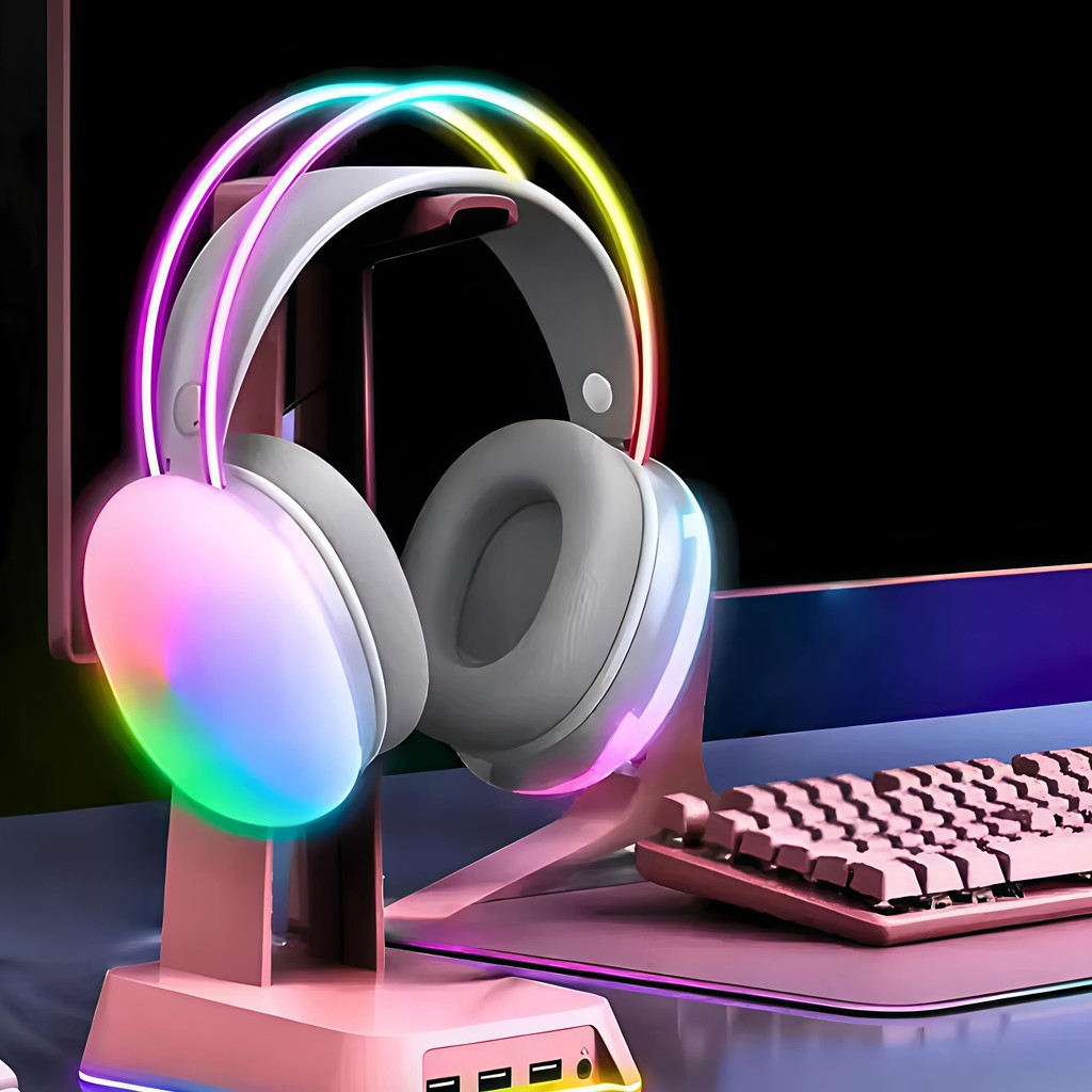 Fone de Ouvido Sem Fio Headset Gamer Bluetooth 5.3 Over-ear com Led RGB Original H'maston SN29