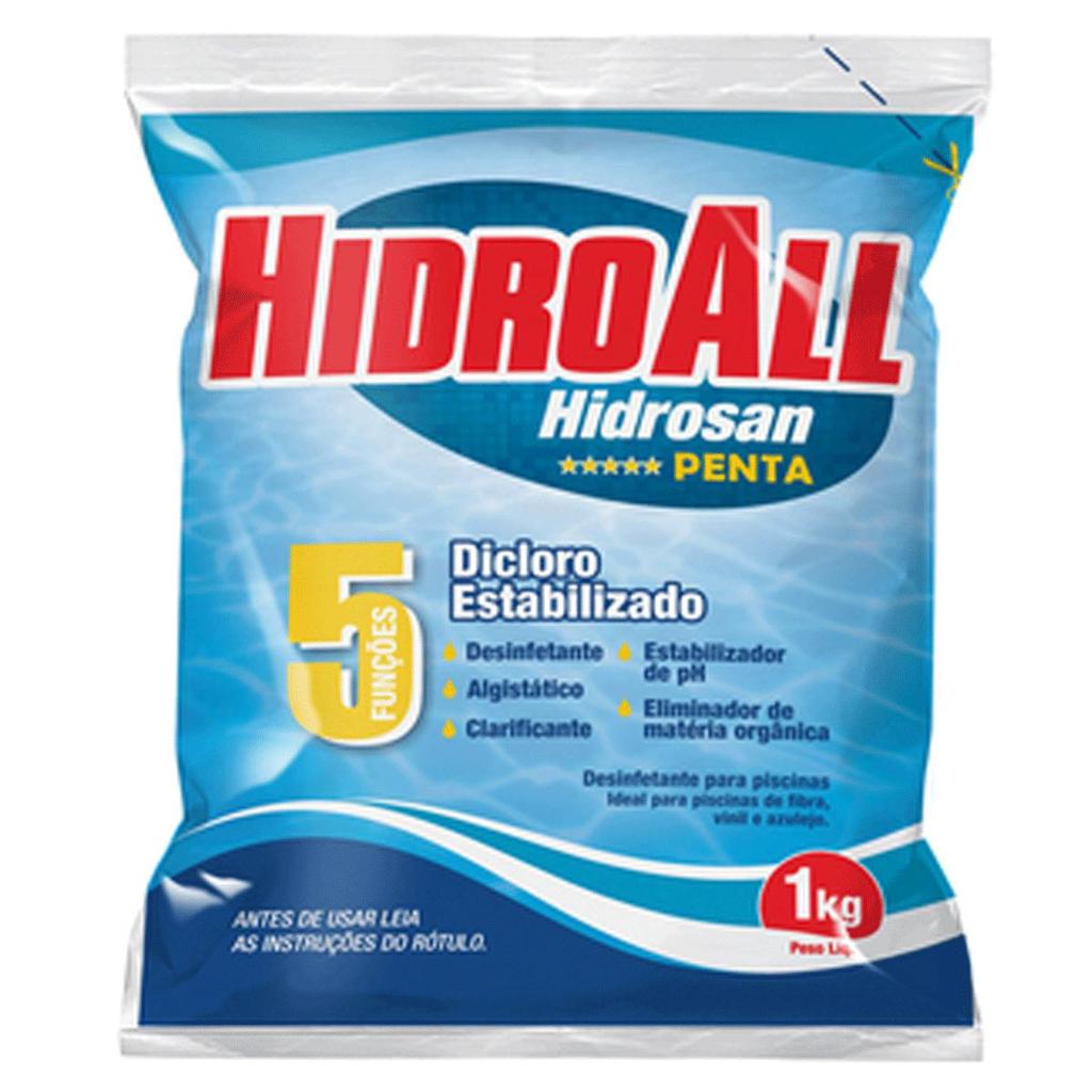 Cloro Piscina Hidrosan Penta  1Kg Hidroall em Oferta na Shopee