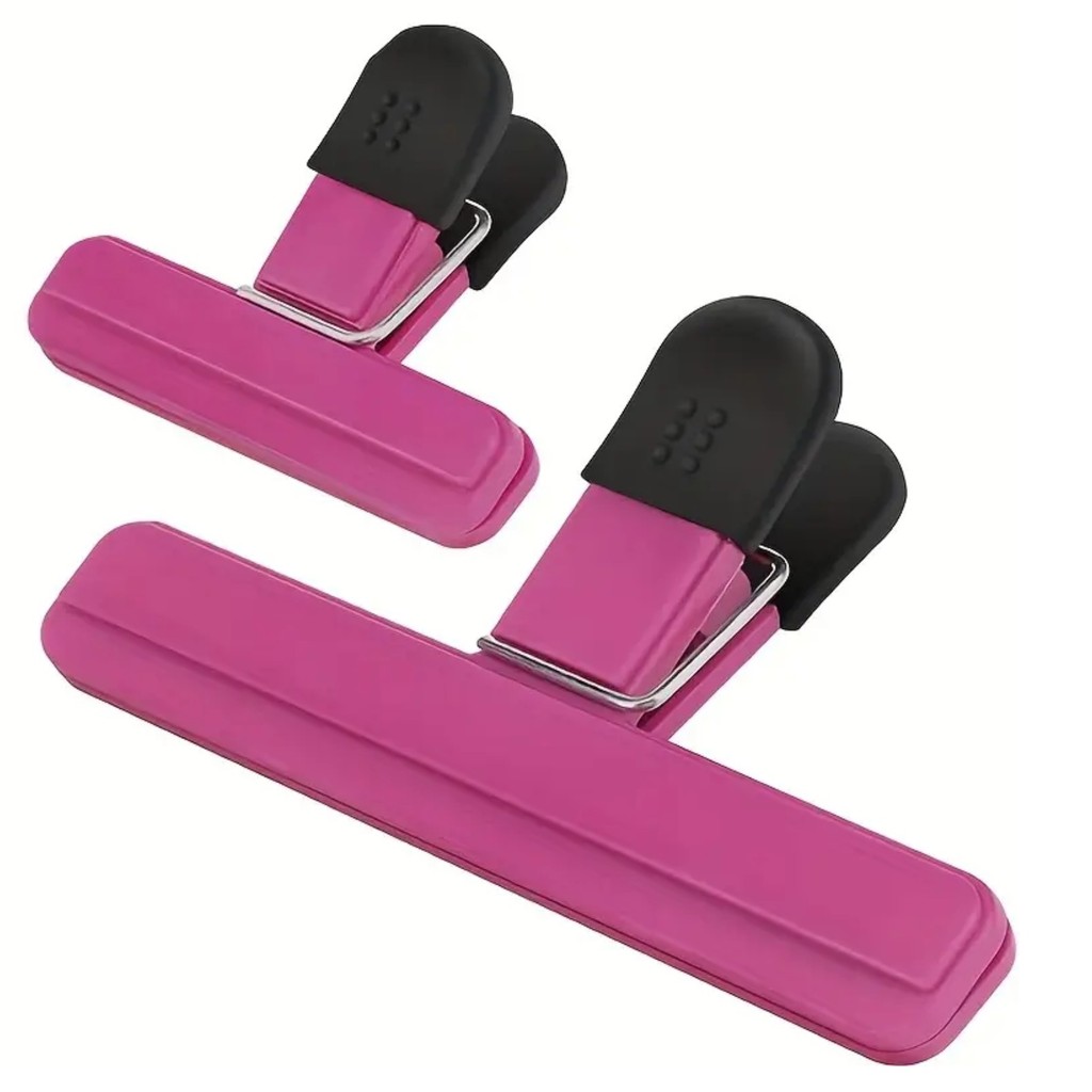 Prendedor Clip Vedação Fechar Sacos Embalagens Rosa 2 Peças - Kit Clips
