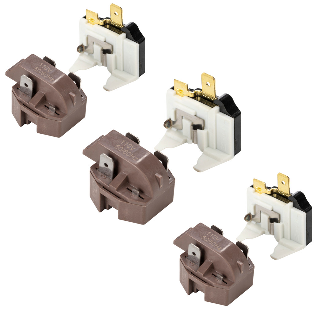 Kit 3 Rele PTC e 3 Protetor Termico 110v 127v Universal 1/4 1/5 1/6 1/8 1/10HP Para Motor Geladeira Bebedouros Freezer