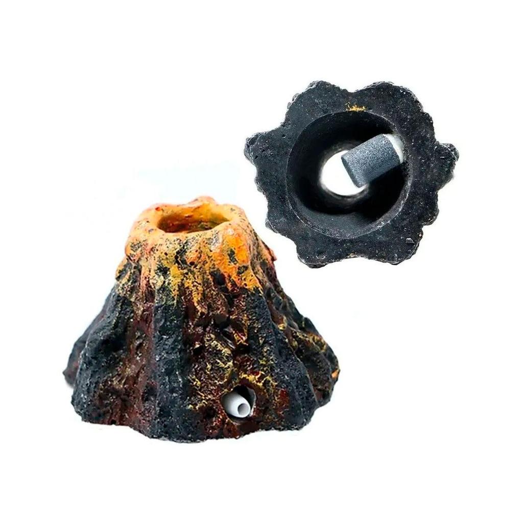 AQM Enfeite Vulcao Solta Bolhas Oxigenador Decoração Aquário Beteiras Fonte
