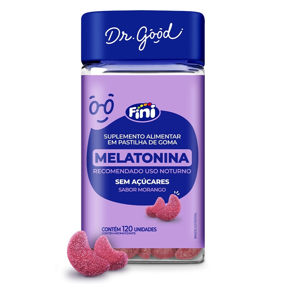 Melatonina Fini Dr. Good 120 Gomas | Sono e Relaxamento | Sabor Morango em Oferta na Shopee