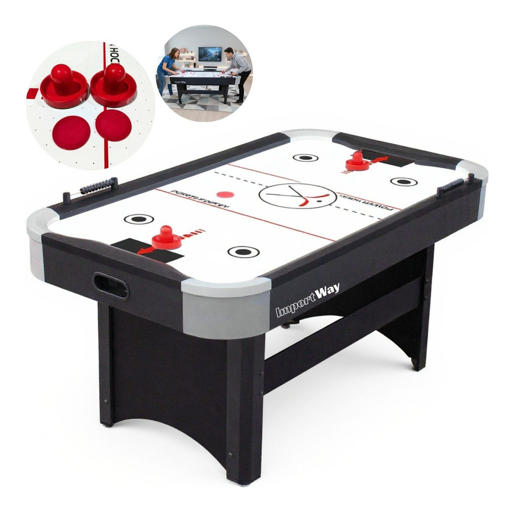 Mesa Air Game Hockey 182x96x78cm Elétrica Bivolt Com Discos, Empurrador e Marcador Completo Para Sala de Jogos em Oferta na Shopee