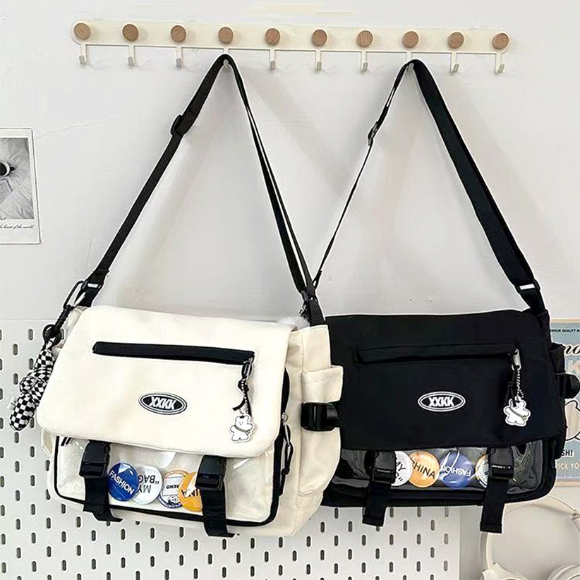 Bolsa Carteiro Impermeável de Grande Capacidade Unissex – Bolsa Transversal em Nylon para Estudantes e Uso Diário em Oferta na Shopee