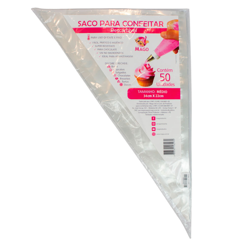 Saco de Confeitar Descartável Médio 34x22cm 50 Unidades MAGO em Oferta na Shopee