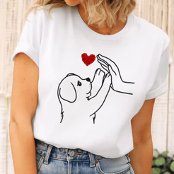 Camiseta Feminina Estampado com Love Dog T-Shit Blusinha Premium
