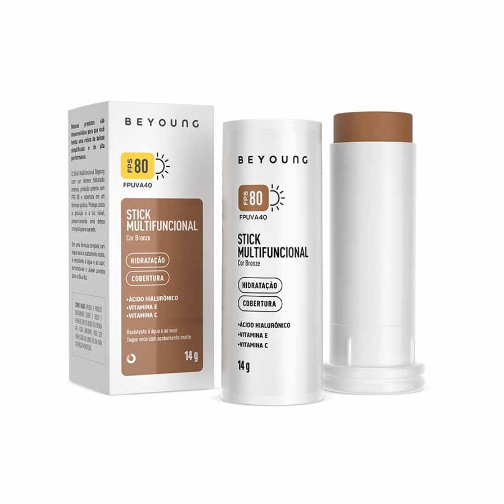 Protetor Solar Beyoung Stick Multifuncional FPS 80 Cor Bronze 14g em Oferta na Shopee