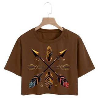 Camisa Cropped T-Shirt Oversize Plus Size Lança Indigena 100% Algodao Lançamento em Oferta na Shopee